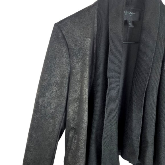 Faux leather draped front moto jacket - Picture 5 of 7